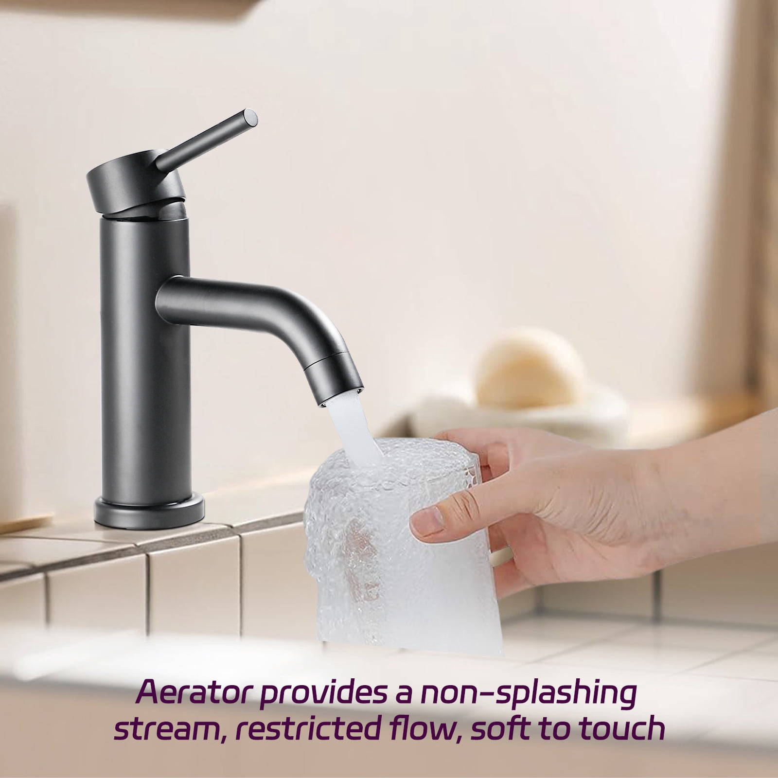 Premium Modern Bathroom Faucet,Single-hole vanity mount design,Streamlined contemporary styling,Ideal for modern bathroom vanities and sinks,Easy installation,Matt Black