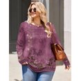 thumbnail image 3 of Zeagoo Womens Plus Size Long Sleeve Tops Fall Crewneck Shirts Pleated Design Casual Dressy Blouses, 3 of 5