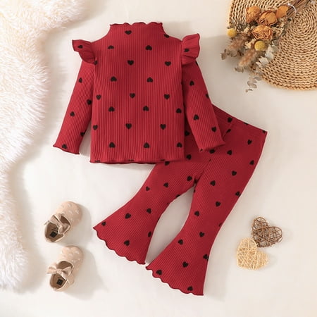 

Ganfancp Girls Stylish Cotton Blend Long Sleeve Top & Pants Set | Breathable & Comfortable | Sizes 3-24 Months | Fashionable Toddler Outfit Deals of the Day Clearance