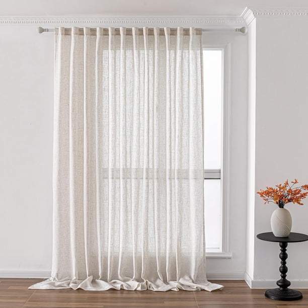 Cortina MYSKY HOME Country para puerta corredera de cristal, 100 x 275 cm, lino