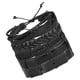 thumbnail image 4 of Pulsera de cuero de 5 piezas, pulsera de moda retro, pulsera ajustable para hombre (negro), 4 of 7