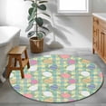 thumbnail image 3 of Round Area Rug 3.3 Ft, Easter Bunny Washable Non-Slip Circle Carpet for Living Room, Colorful Eggs Spring Leaves Daisy Yellow Green Check Low-Profile Small Kitchen Mats Collection Rugs for Indoor, 3 of 8
