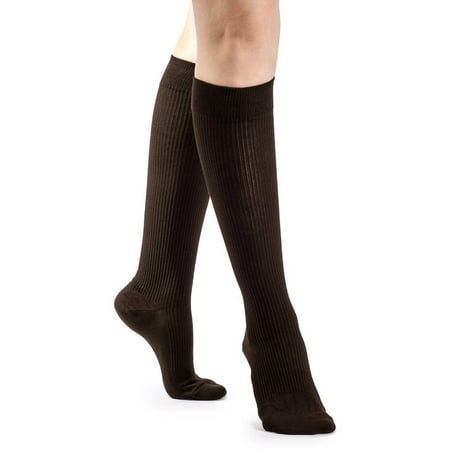 Sigvaris Well Being 146 Women's Casual Cotton 15-20 Knee High Compression Socks Brown B