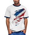 thumbnail image 5 of Men's Retro Raglan Polo Shirt, Three-Button Design with Patriotic Flag Print for Casual and Semi-Formal Occasions ,Red XL, 5 of 5