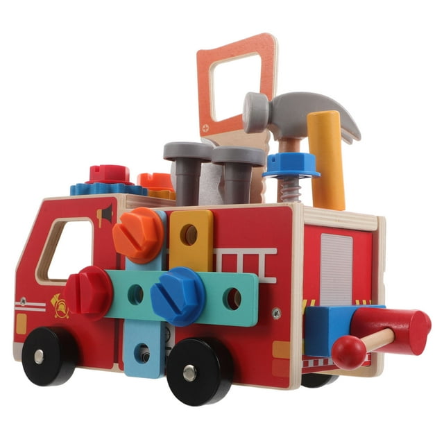 FENGGUIQU 1 Set Wooden Construction Car Multi for Various Shapes Fine Motor Skills Development Family Interaction