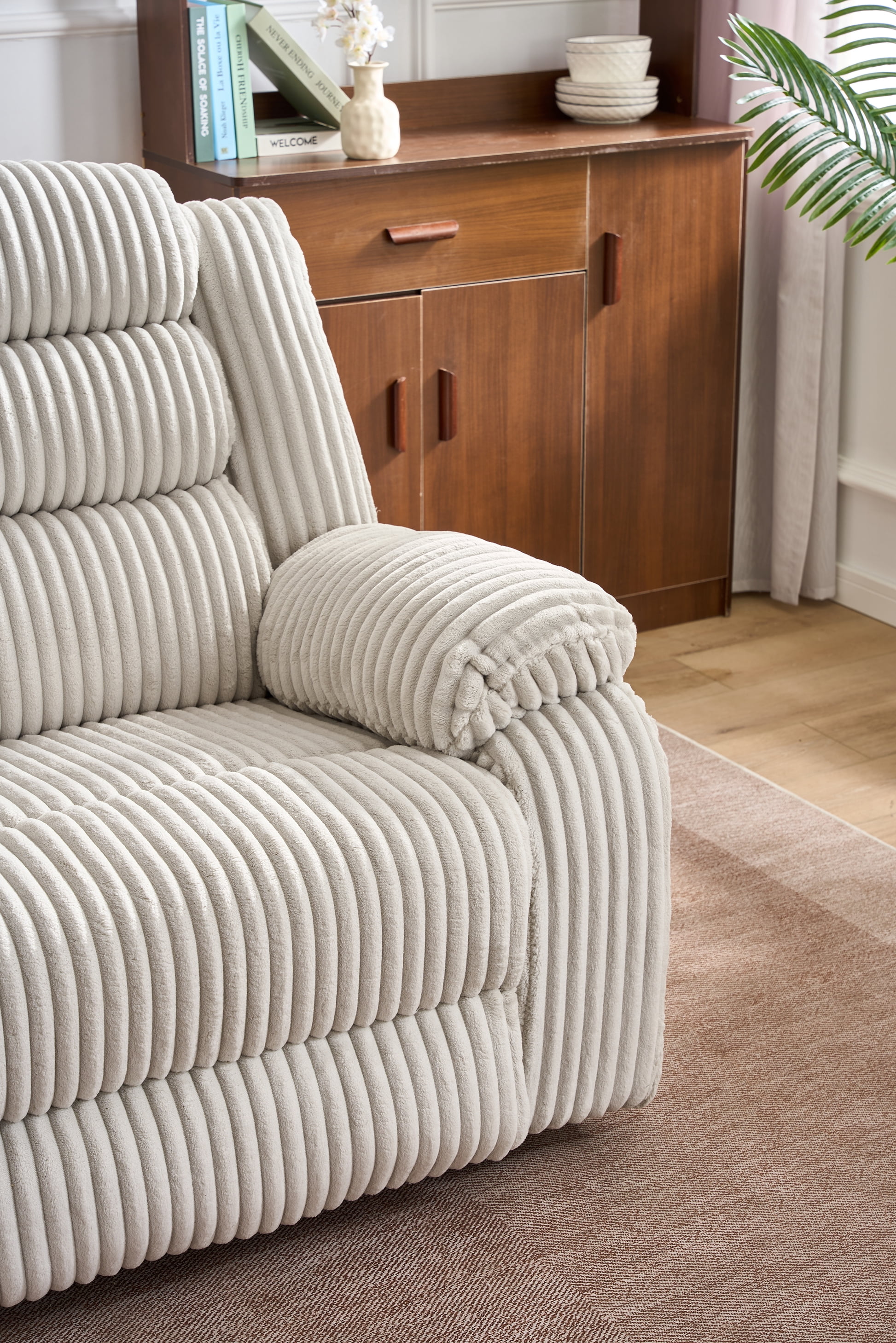 Leumius Extra Wide Power Recliner Chair,270° Swivel Rocking Chair with Heat & Massage,USB & Type C Charging Port,Velvet Upholstered Recliner with Side Pockets for Living Room, Bedroom, Nursery,White