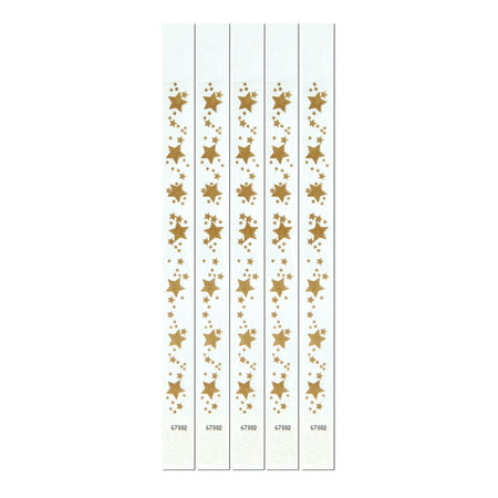 Club Pack of 600 Solid Colored White & Gold Star Patterned Tyvek  Party Decorative Wristbands