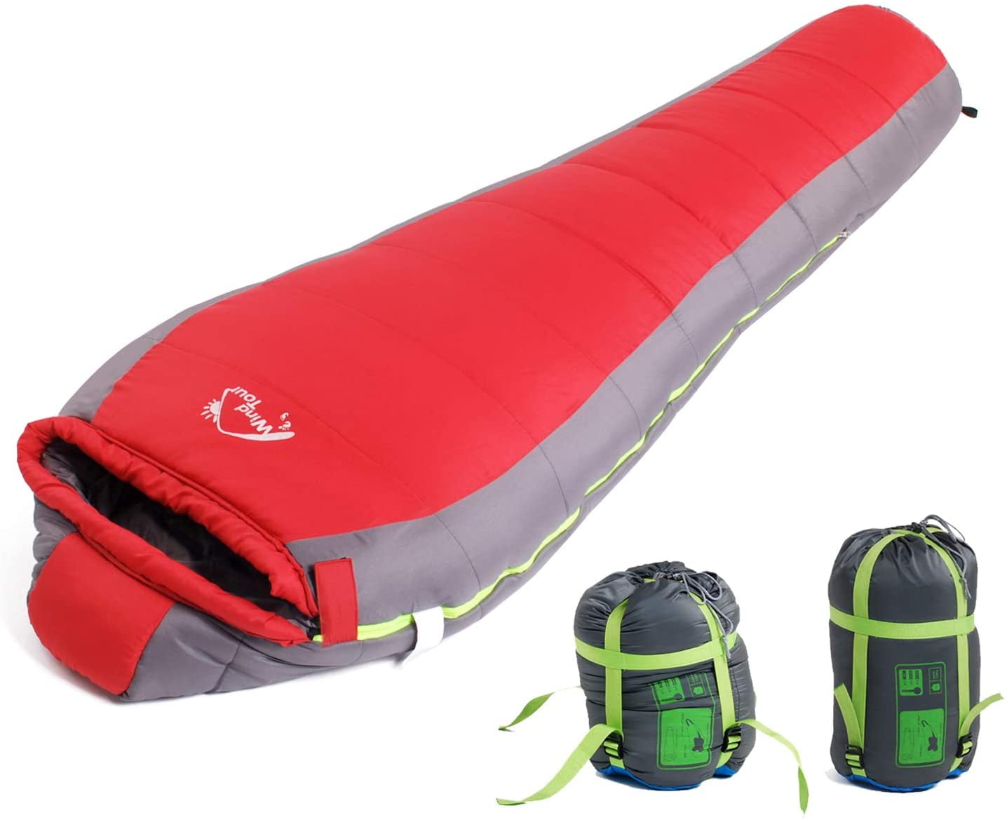 Lightweight Waterproof Sleeping Bag for Adults & Kids, 3 Season Mummy