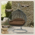 thumbnail image 2 of LeisureMod Hanging Swing Chair Two-Person Seater Egg Chair Grey Frame in Teardrop Design with Armrest Removable Zippered Washable Polyester Cushion Cover for Indoor and Patio Recluse Collection, 2 of 11