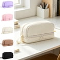 thumbnail image 7 of JHyouerji Large Pencil Pouch,Beige Big Pencil Bag with 4 Compartments,Soft Pencil Pouch Organizer with Zipper for Office, 7 of 7