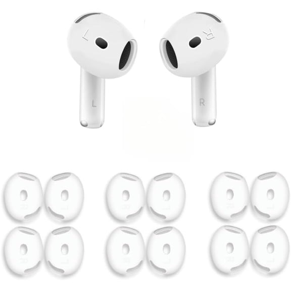 6 Pairs Silicone Ear Tips for 4th Gen Wireless Earbuds, White