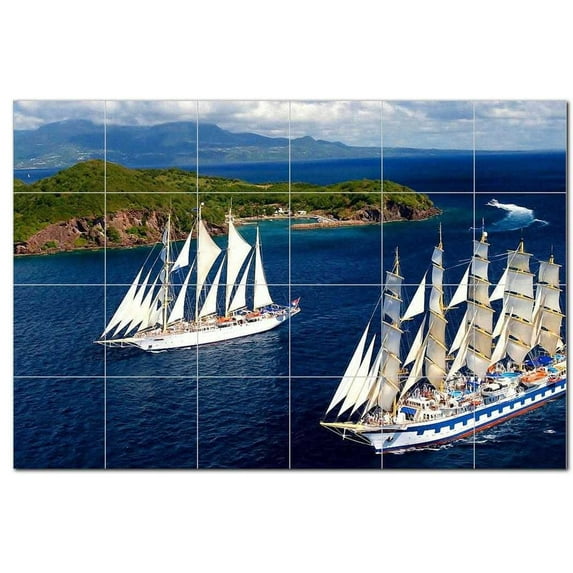 Boat Ship Ceramic Tile Mural Kitchen Backsplash Bathroom Shower, 400117-S64