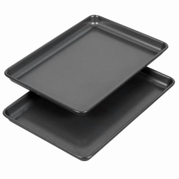2pc 7x10 Cookie Sheet Set: Nonstick Carbon Steel Baking Pans, Dishwasher-Safe, Slate Gray