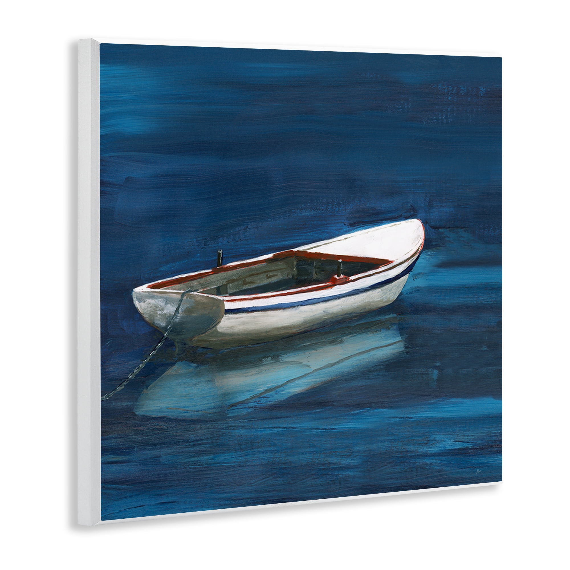 Stupell Industries Calm Floating Boat Transportation Painting Unframed Art Print Wall Art, 12 x 12