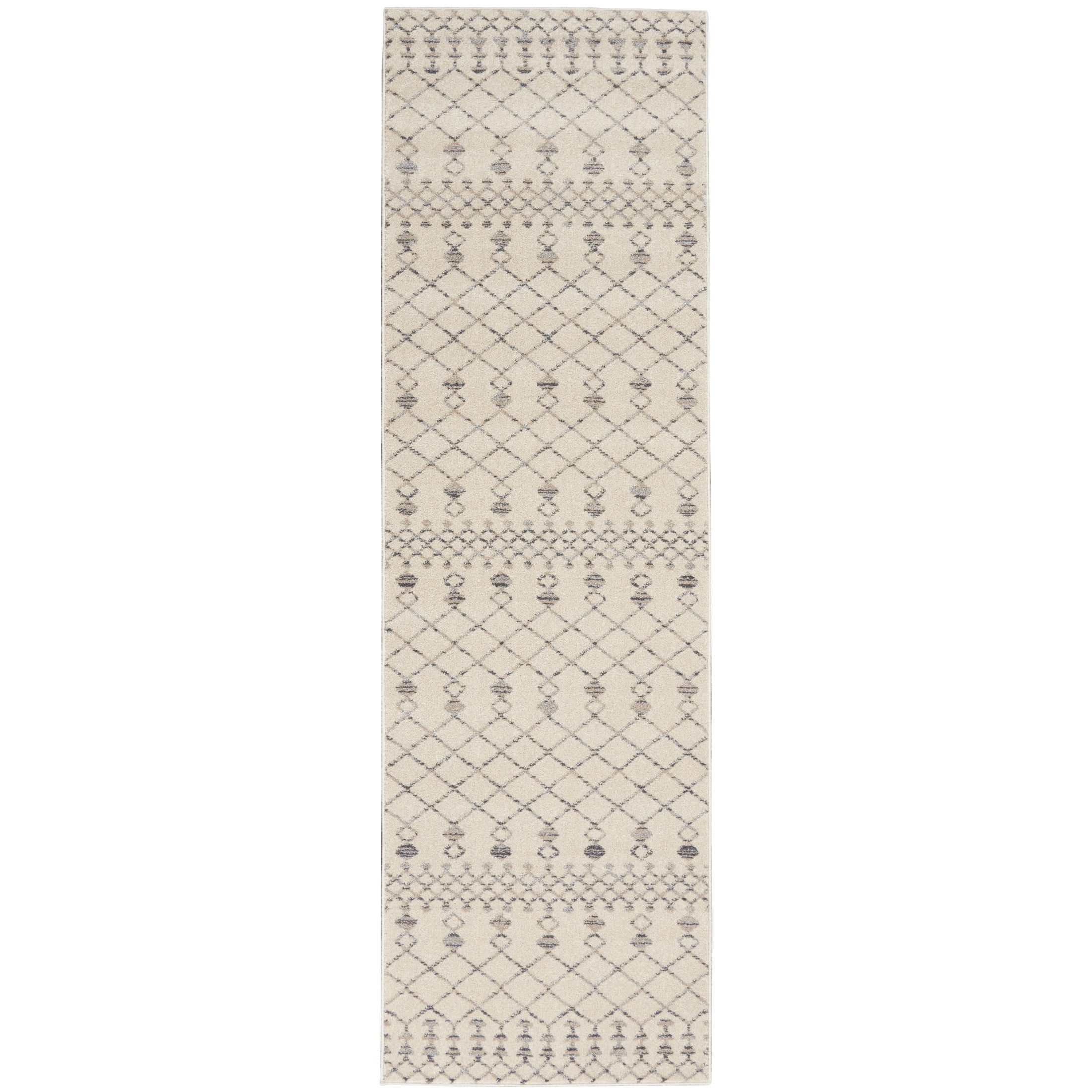 Nourison Palermo 2'3" x 10' Beige Grey Bohemian Indoor Rug
