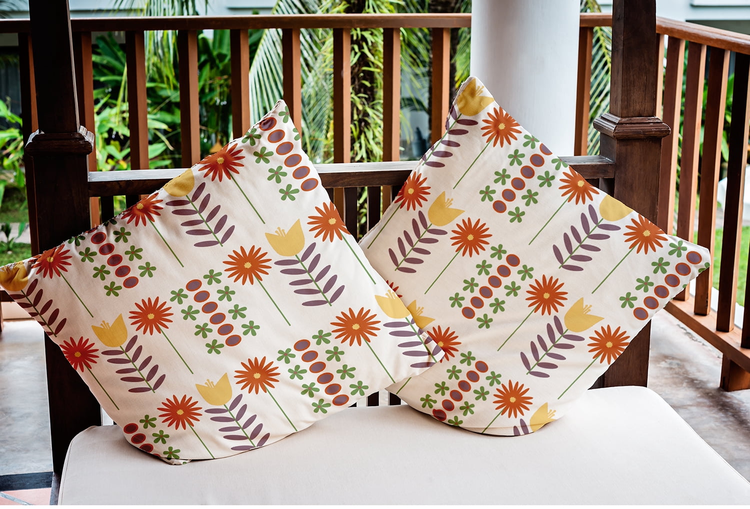 20" x 20" Simply Daisy Daisy May's Garden Indoor/Outdoor Pillow, White Qty 1