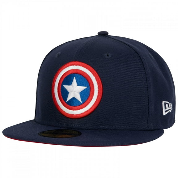 Captain America American Flag Navy Colorway New Era 59Fifty Fitted Hat-7 7/8 Fitted