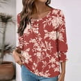 thumbnail image 3 of Womens Fall Fashion 2025 3/4 Sleeve With Smocked Cuffs Dressy Print Casual Blouses Outfits Beach Vacation Plus Size Clothes, 3 of 6