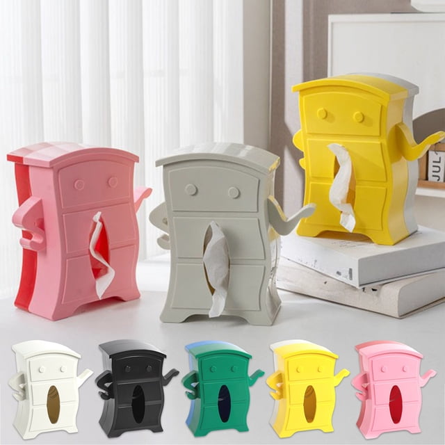 Dianli Tissue Box Cover Funny Tissue Holder Colorful Spring Toilet Tissue Cover With Support Spring Novelty Plastic Tissue Box for Office Home Kitchen Bathroom Decor