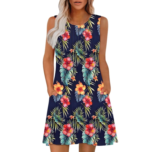 Sexy Vestido Casual para las Mujeres Imprimir sin Mangas Cuello Redondo Club Partido Túnica Mini Vestido, Poliéster Elastano