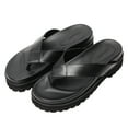 thumbnail image 4 of CMR CHAMARIPA Black Leather Elevator Sandals Comfort High Heel Flip Flop Sandals 6 CM / 2.36 Inches, 4 of 5