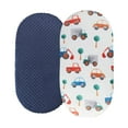 thumbnail image 1 of Xuewenshw 2PCS Baby Mose Sheet Bassinet Sheet Cradle Sheet Adapts To Rectangle Oval Pram Bassinet Pads Minky Dot Cartoon Fitted Sheet Set Baby Girl Scrapbook, 1 of 6