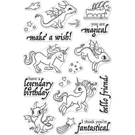 Hero Arts Clear Stamps 4"X6"-Dragons & Unicorns