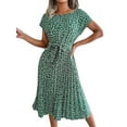 thumbnail image 3 of Keeccty Women Prairie Chic Sundress Boho Floral Belted Midi Pleated Dresses, 3 of 4