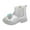 Silver*, variant on OSOLU Toddler Girls Leather Boots Winter Warm with Bow Mid Princess Boots Plush Warm Relaxed Classic Shoes