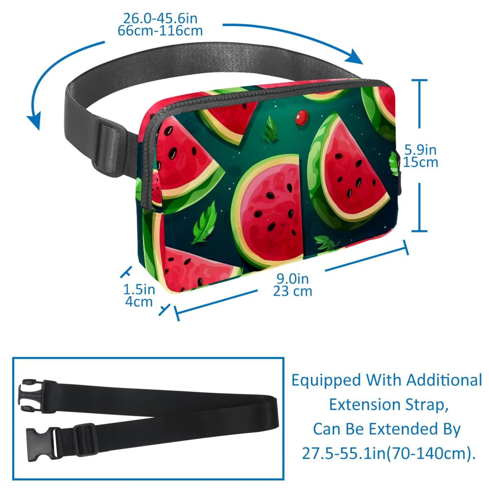 Watermelon Lightweight Adjustable Waist Bag with Extension Strap - Unisex Fanny Pack