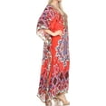thumbnail image 4 of Sakkas Georgettina Flowy Rhinestone V Neck Long Caftan Dress / Cover Up - Red / Blue - One Size, 4 of 5