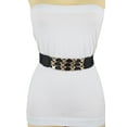thumbnail image 2 of Women Black Stretch Belt Hip Waist Gold Metal XX Charm S M, 2 of 8