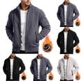 thumbnail image 3 of LYSMORA 2026 Men's Fleece Lined Zip Up Knit Cardigan Jacket, Stand Collar Zip Side Pockets Regular Fit Warm Winter Casual Sweater Coat, 3 of 6