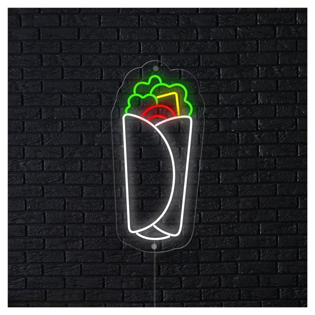 Letrero De Neón Doner Kebab, Burritos, Comida Rápida, Cafetería, Restaurante, Calle, Tienda, Delicatessen, Mercado, Cocina, Hogar 48cm