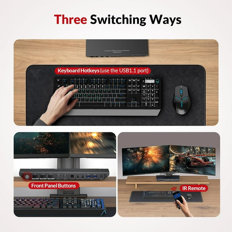 AV Access USB-C KVM Switch Docking Station, 3-Port with HDMI for