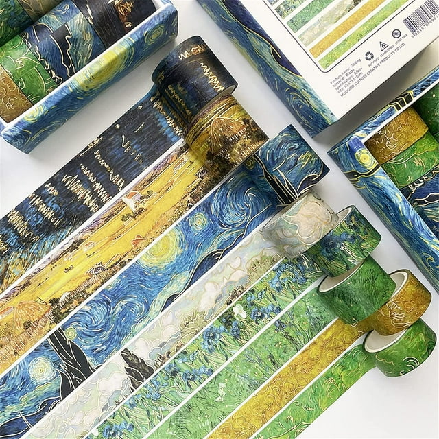 Juego de 8 rollos de cinta, cinta adhesiva decorativa, cinta de papel para bricolaje, Maski