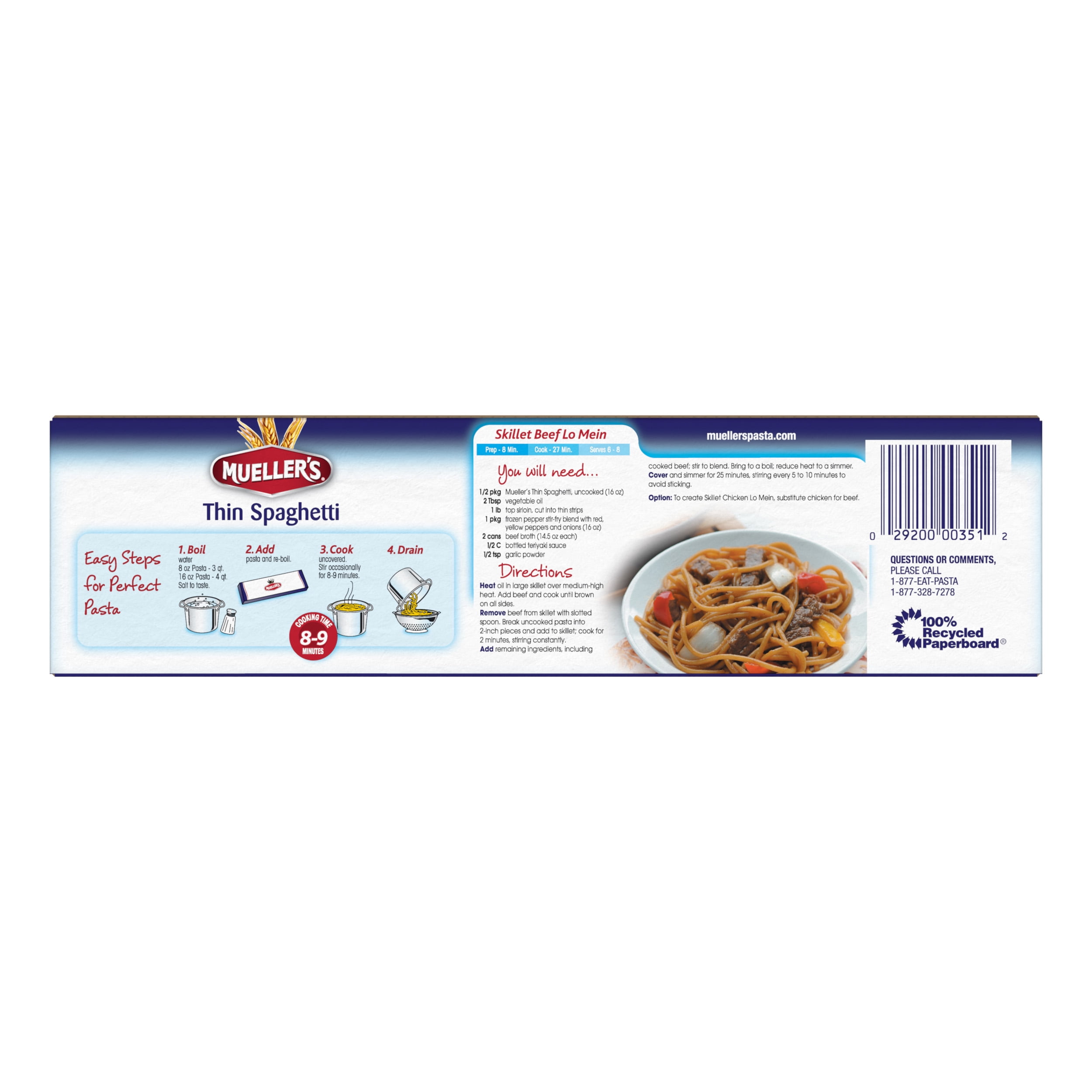 (3 pack) Mueller's Sodium-Free, Cholesterol-Free Thin Spaghetti Pasta, 32 oz (Shelf-Stable)