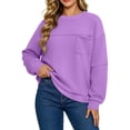 thumbnail image 3 of Horkkom Sweatshirt for Women Casual Loose Pullover Tops Oversized Crew Neck Soft Fall Sweatshirt with Pocket L, 3 of 5
