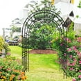 thumbnail image 3 of Heavy Duty Metal Garden Arch Trellis, 90.55" Tall x 59" Wide Black Steel Plant Support for Climbing Roses & Vines, Outdoor Wedding Backdrop with Powder Coated Rust-Resistant Frame, 3 of 8