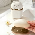 thumbnail image 2 of 2 Pack Cute Travel Soap Case, Portable Leakproof Soap Container Box Dish with Lid, Draining Soap Holder with Covers for Bathroom Gym Traveling Camping Outdoor (Bear Shape,White), 2 of 7