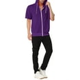 thumbnail image 2 of INSPIRE CHIC Men's Short Sleeve Hoodies Solid Color Zip Up Jackets with Hood M Purple, 2 of 7