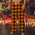 thumbnail image 2 of KyCheLot Winter Sleep Pants for Men Plaid Fleece Lined with Pockets Mid Waist Drawstring Wide Leg Pajama Bottoms, 2 of 4