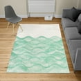 thumbnail image 2 of Ocean Turkish Area Rug, Sea Waves Illustration Features Liquid Ocean Motion Water Tides Image Art, Soft Carpet for Living Room Decor with Distressed Look, 6.6' X 9.6', Seafoam White, by Ambesonne, 2 of 4