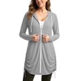 thumbnail image 5 of ClodeEU Women's Zip Long Sleeve Hooded UV Protection Long Jacket ,Casual Solid Color Coat with Pockets Gray^,Women's Plus S, 5 of 6