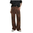 thumbnail image 2 of Dzrciro Denim Pants for Women, Mid Rise Full Length Leopard Printed Jeans with Pockets, Soft Y2k Vintage Streetwear Jeans S-2XL, 2 of 6