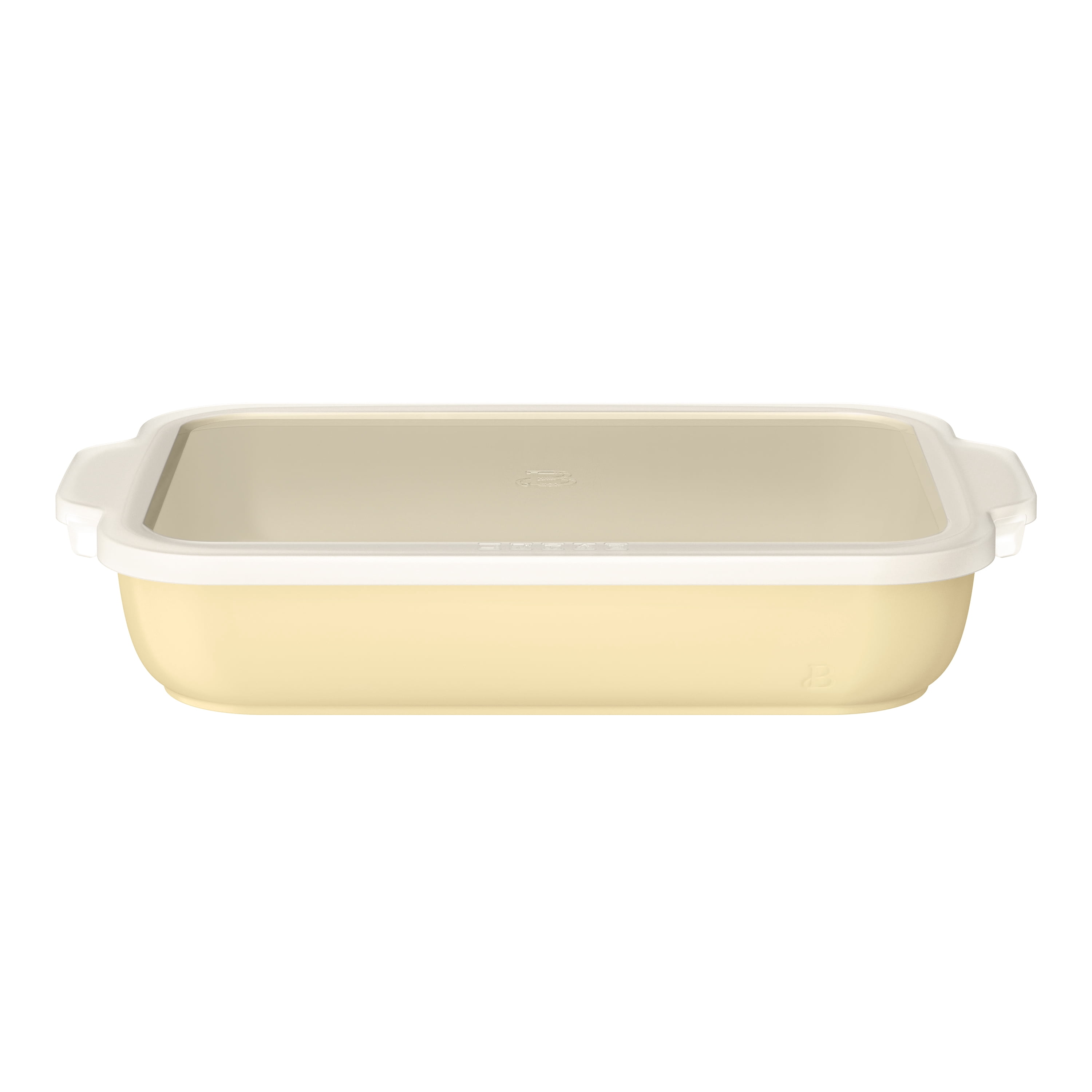 Beautiful by Drew Barrymore 9 in x 13 in Stoneware Baker with Plastic Lid, Buttercream