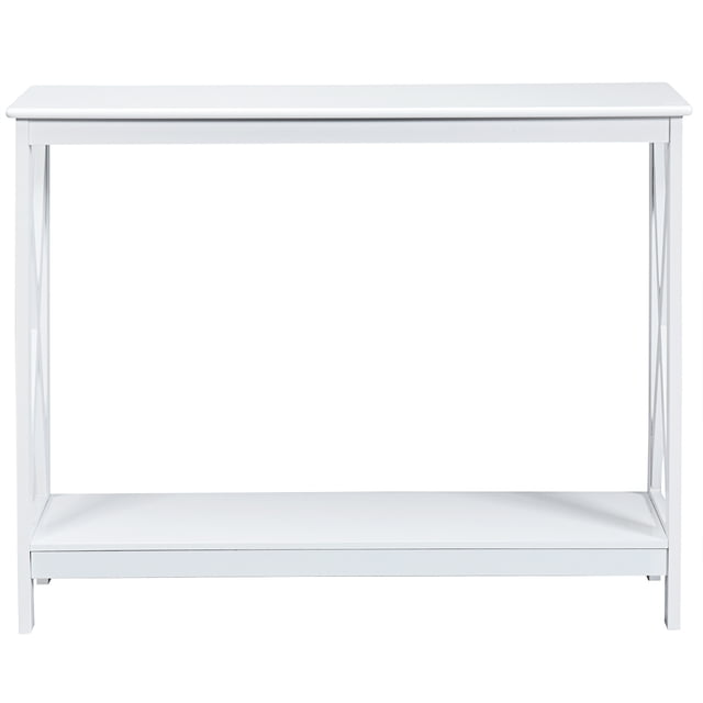 Patiojoy Table Console Industrielle à 2 Niveaux Étagère à Design en X Table d'Appoint Étroite Blanche