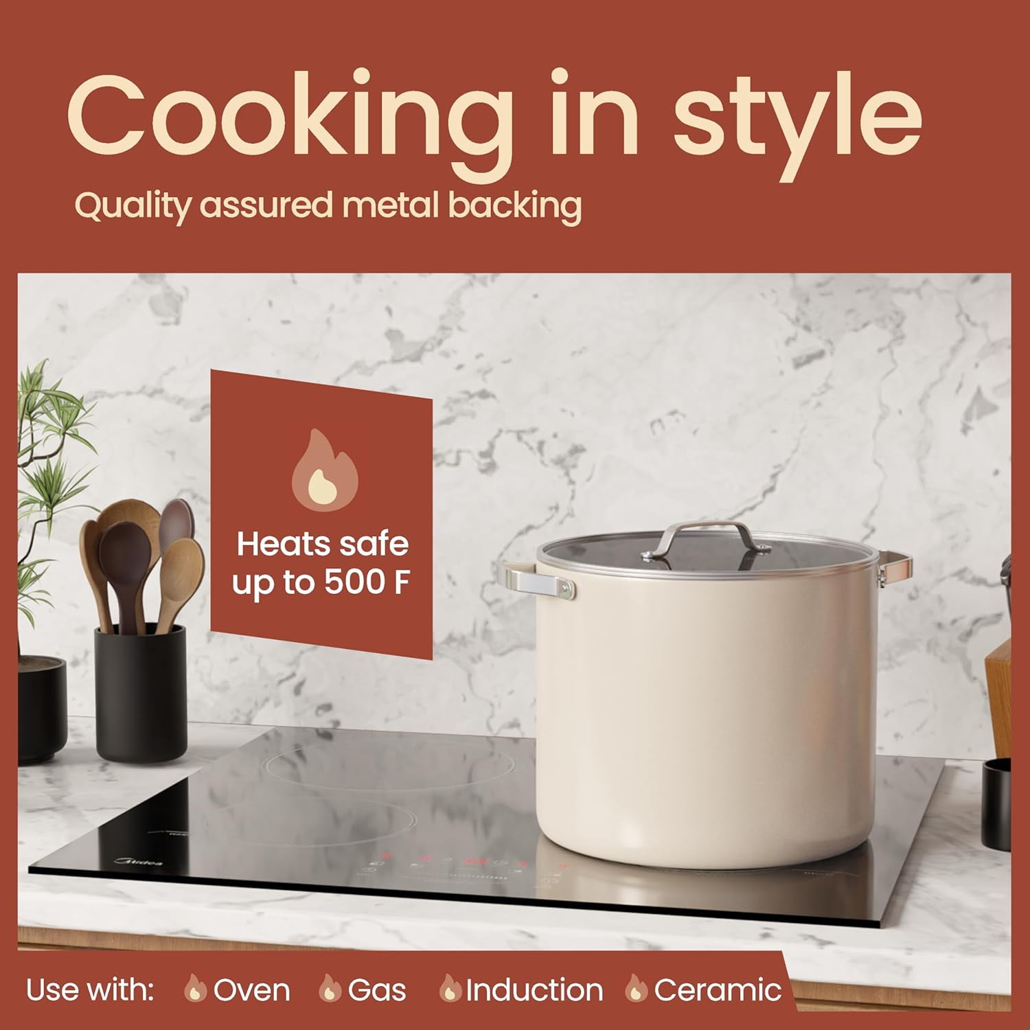 Bakken 12.5 Quart Ceramic Coated Stock Pot with Glass Lid and Stainless Steel Handles
