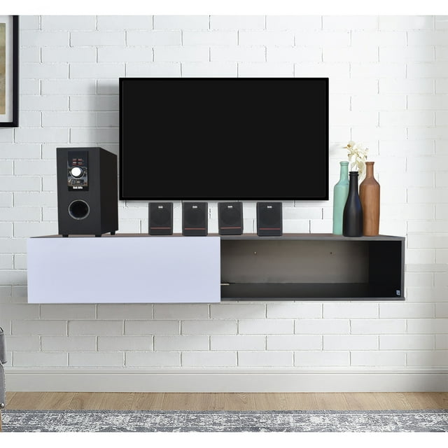 Mueble para tv de 55” Flotante de 120 cms con 2 Espacios de Almacenamiento y una Puerta Hogare Mueble Flotante 120 con 1 Puerta
