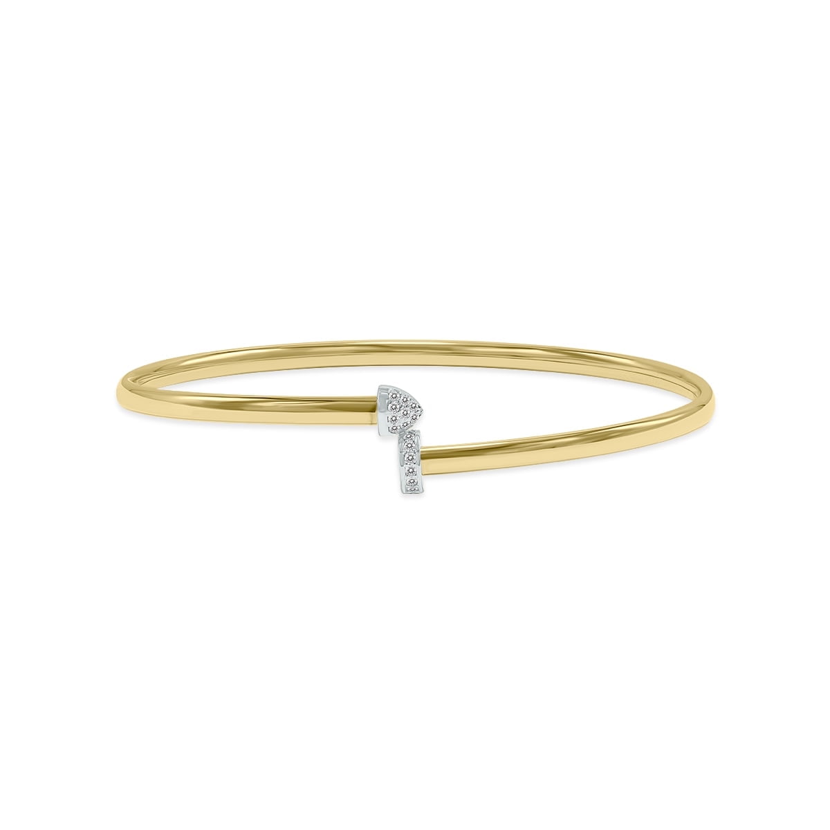 SZUL Women's 14K Gold Two Tone Polished Hardware Nail Bangle with Diamond